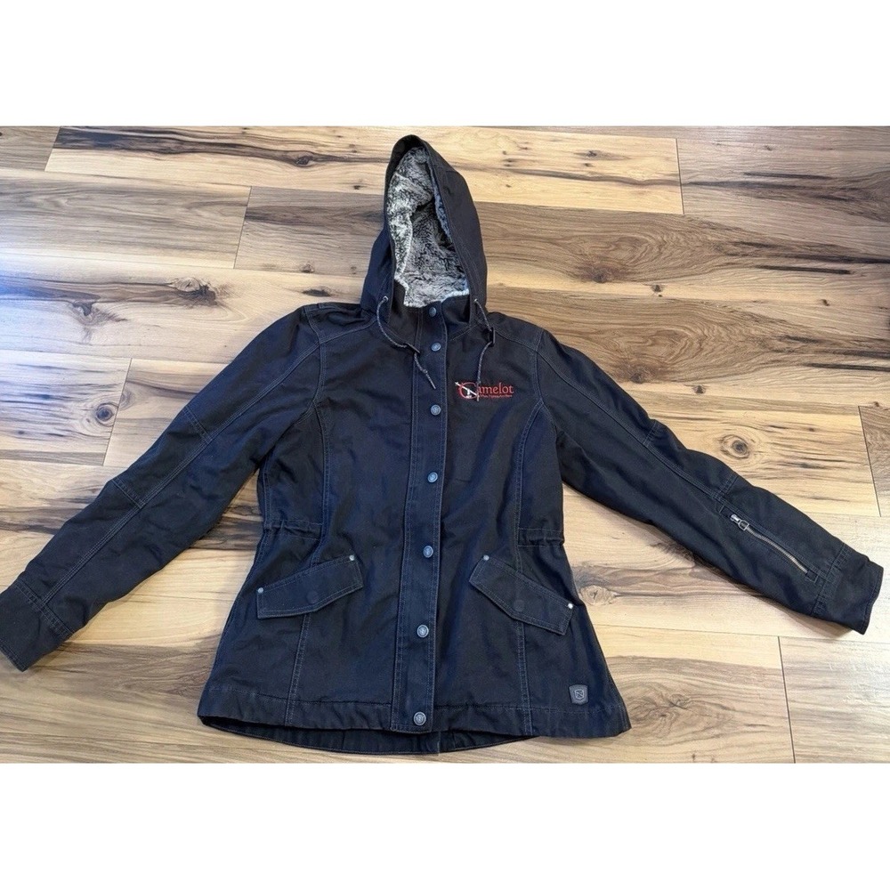 Noble Outfitters ARK Hooded Canvas Jacket Coat Sz L Faux Fur Lined Camelot Chore